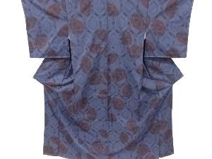 亀甲に源氏車模様織り出し本場泥大島紬着物(5マルキ)